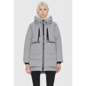 Orolay NWT Women Down Jacket Gray Puffer Coat Hooded Parka Plus Size 5XL